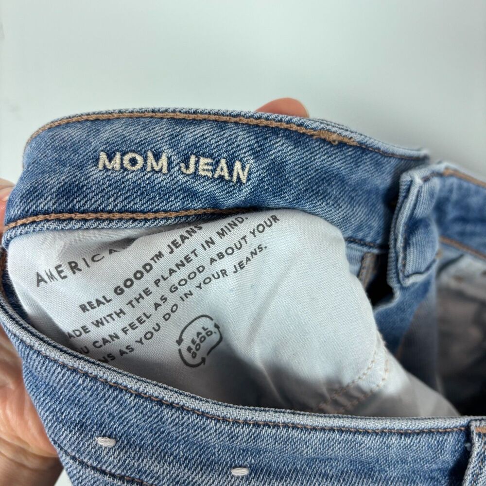 American Eagle Stretch Mom Jean Women’s 10 Long Distressed High Rise - Picture 6 of 8